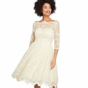 chi chi london white and gold dress